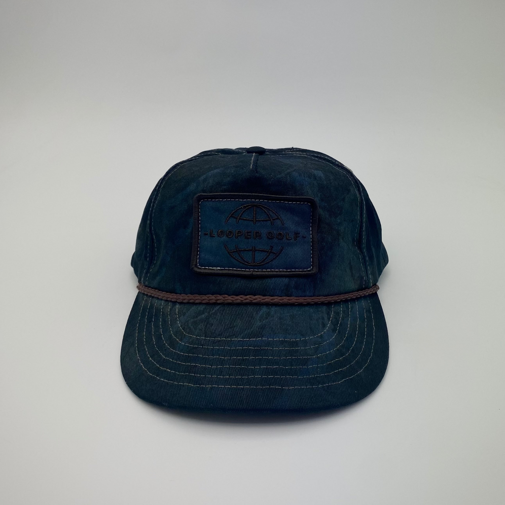 LOOPER GOLF Patch Cap V2 Nightfall Camo with brim rope — dark tonal foliage camo golf cap, QLD Australia