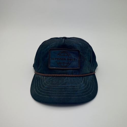 LOOPER GOLF Patch Cap V2 Nightfall Camo with brim rope — dark tonal foliage camo golf cap, QLD Australia