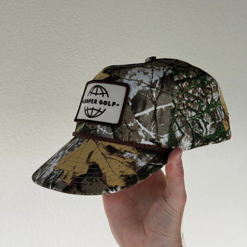 LOOPER CO. Patch Cap V1 Bushland Camo — brim rope and stitched patch logo detail