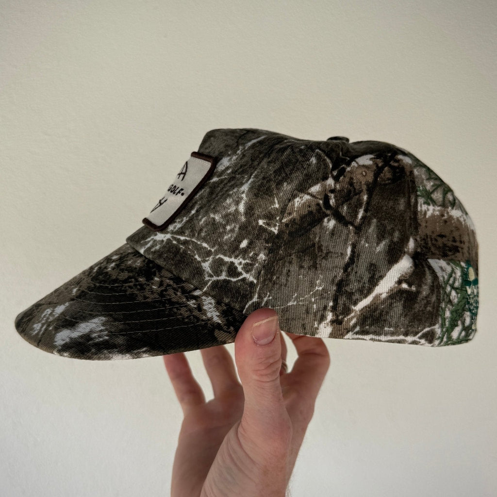 LOOPER CO. Patch Cap V1 Bushland Camo No Rope side profile — retro mid crown silhouette